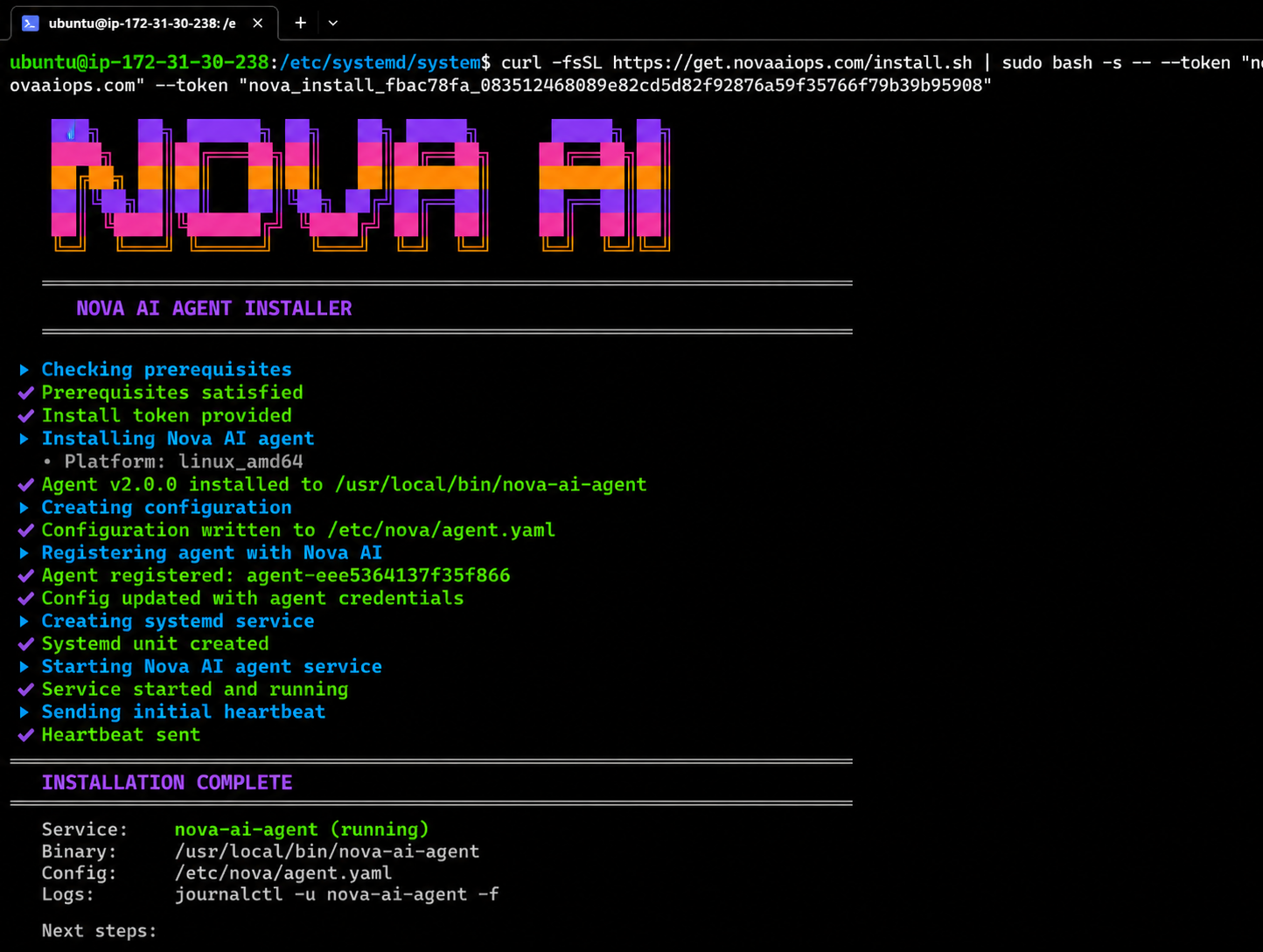 Install Nova AI Agent