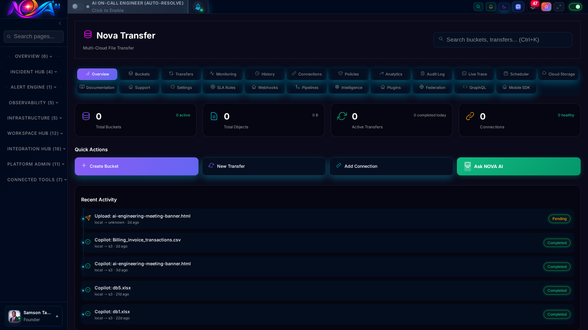 Transfer progress tracking