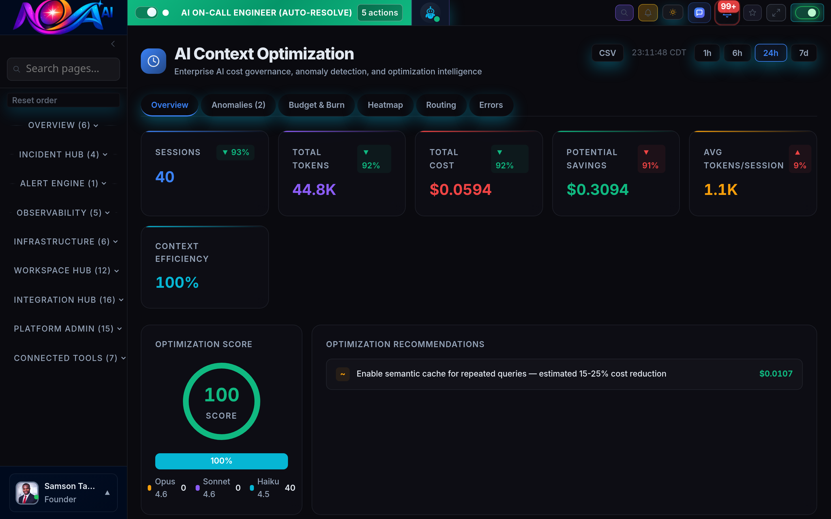 Nova AI Cost Optimizer Dashboard