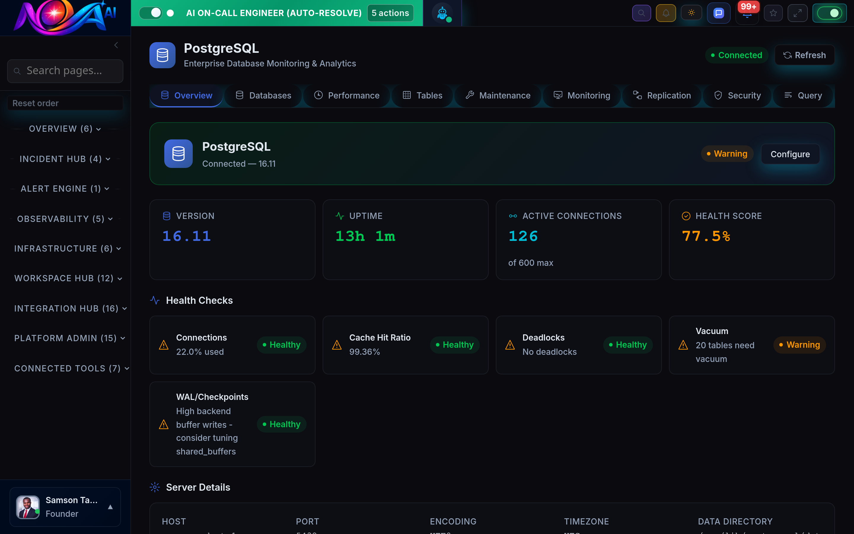 Nova AI PostgreSQL Monitoring